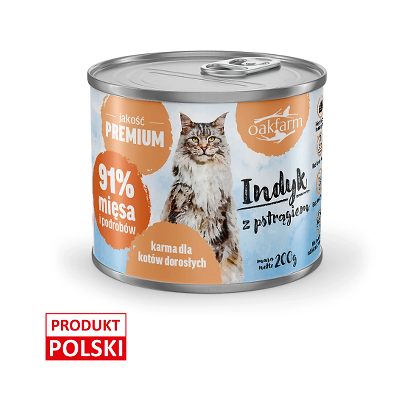 OAKFARM Indyk z Pstrągiem; Kot Dorosły, Karma Mokra 200g