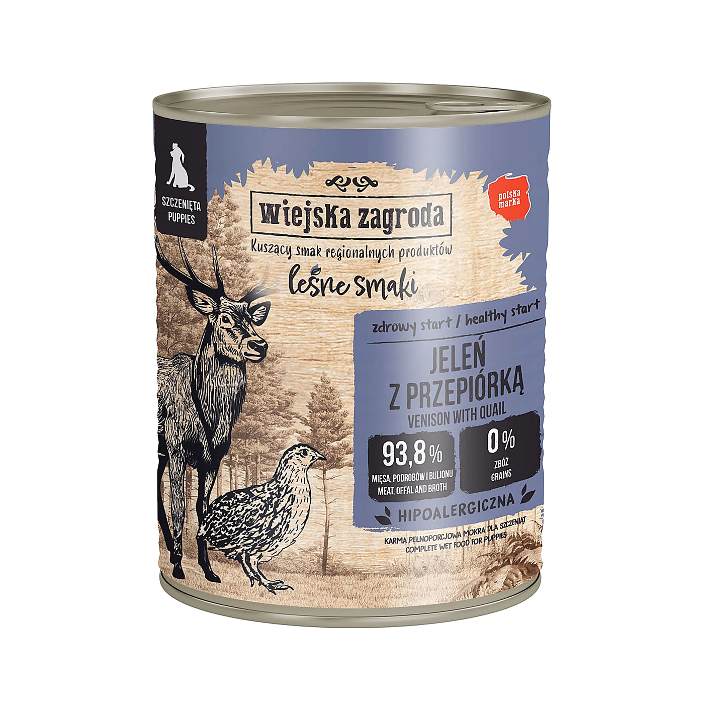 Wiejska Zagroda Karma mokra dla psa Leśne smaki Jeleń z przepiórką (szczeniak) 800g