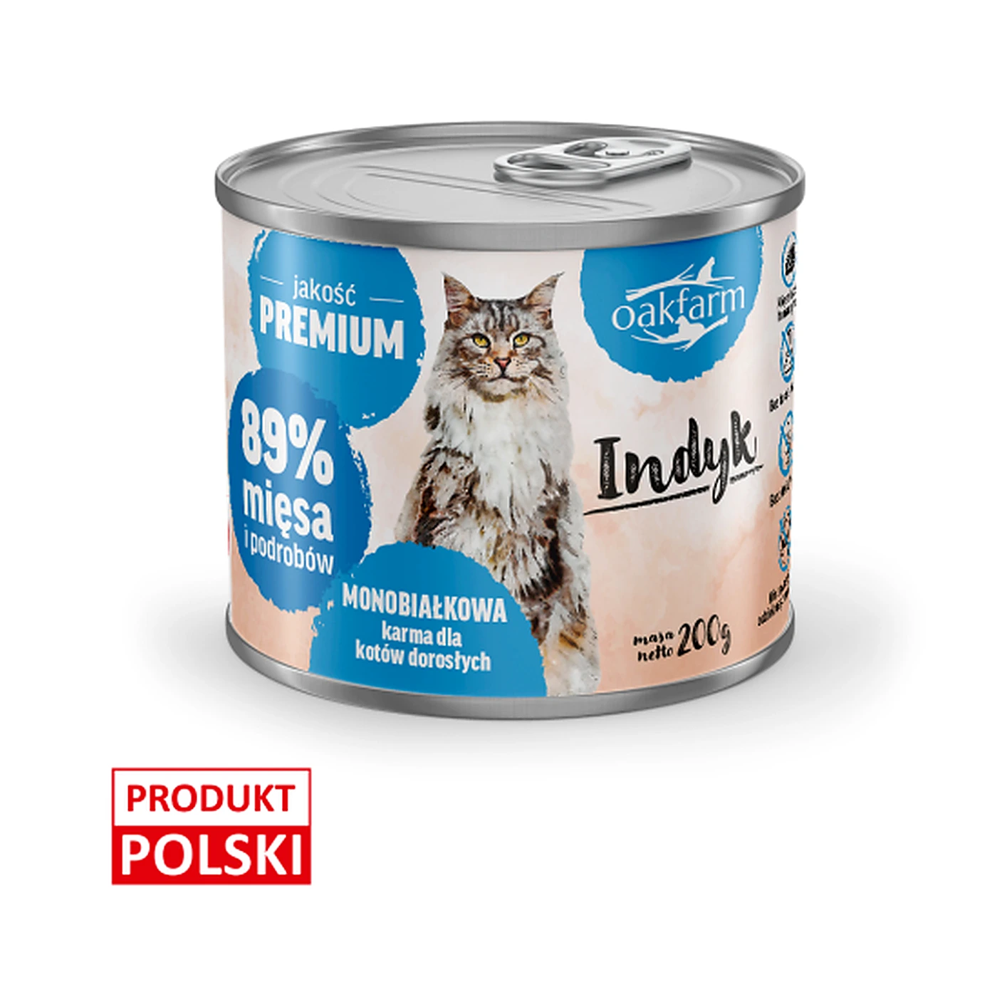 OAKFARM Indyk; Kot Dorosły, Karma Mokra 200g