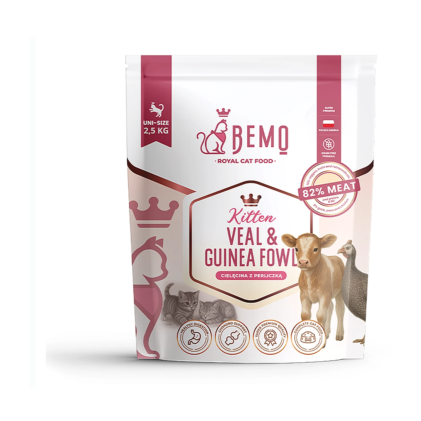Bemo Kitten Veal & Guinea Fowl – karma sucha dla kociąt z cielęciną i perliczką 500g