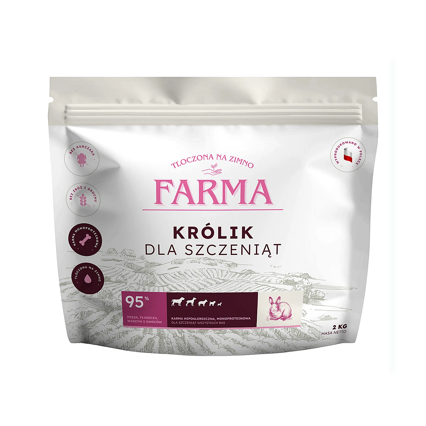 Farma Szczeniak Królik Tłoczona Na Zimno 2kg