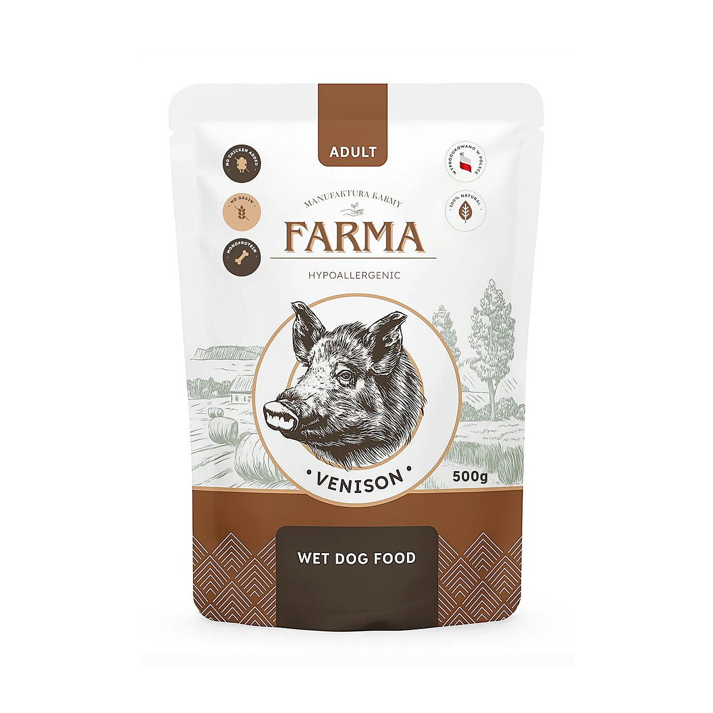 Farma Dziczyzna Karma Mokra Adult Sasz 500g