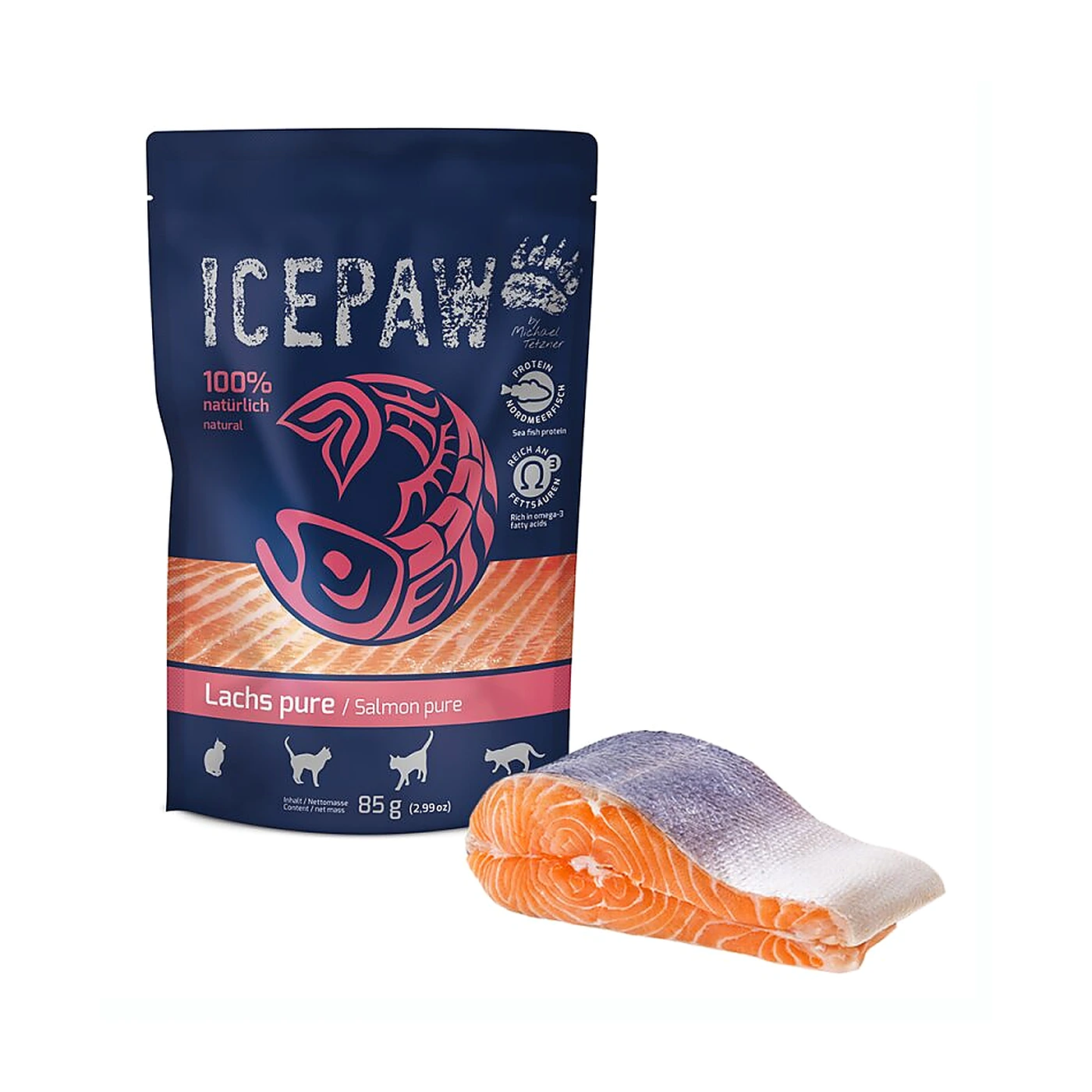 ICEPAW Cat Lachs pure; łosoś pełnoporcjowa karma dla kotów (85g)