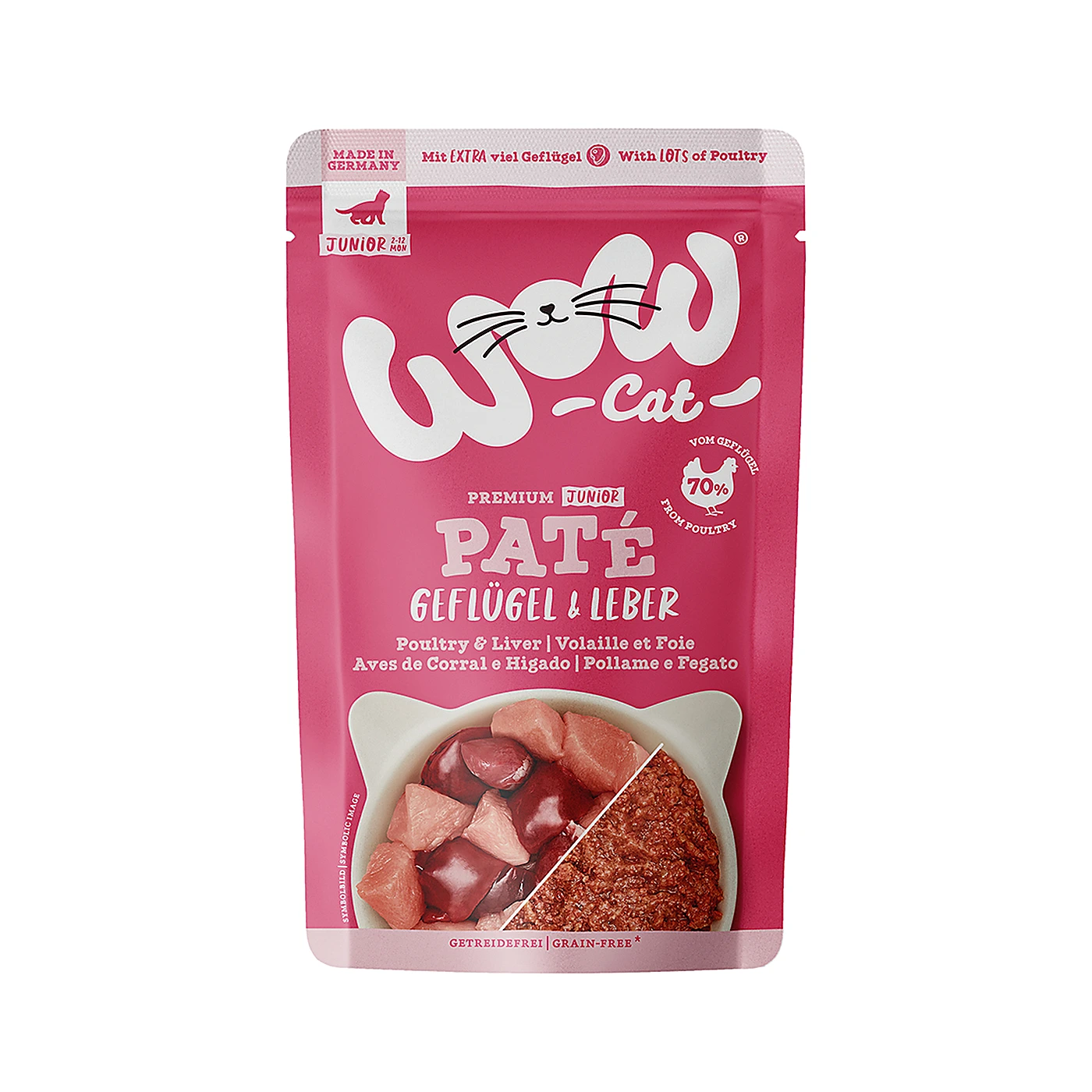 WOW CAT Junior Geflugel Leber; drób z wątróbką (125g)