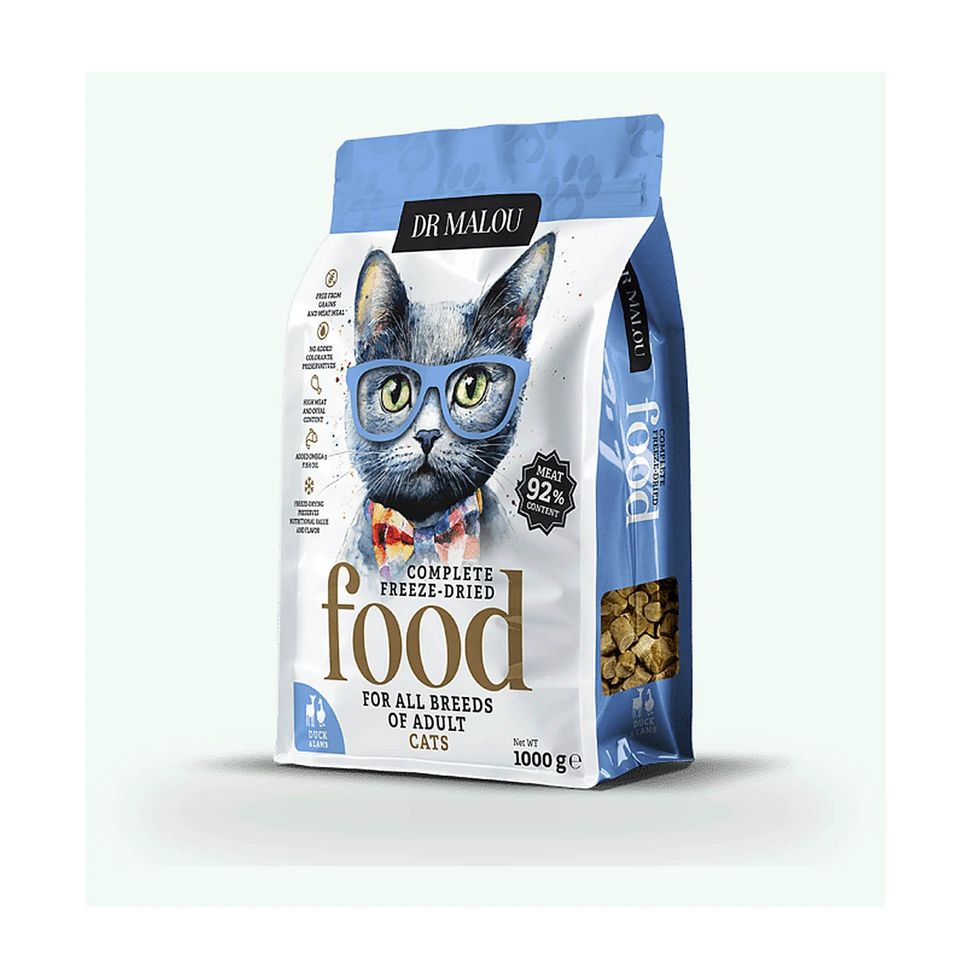 DR. MALOU Kaczka z jagnięciną 1000g -KOT KARMA- Adult Cats liofilizowana karma pełnoporcjowa