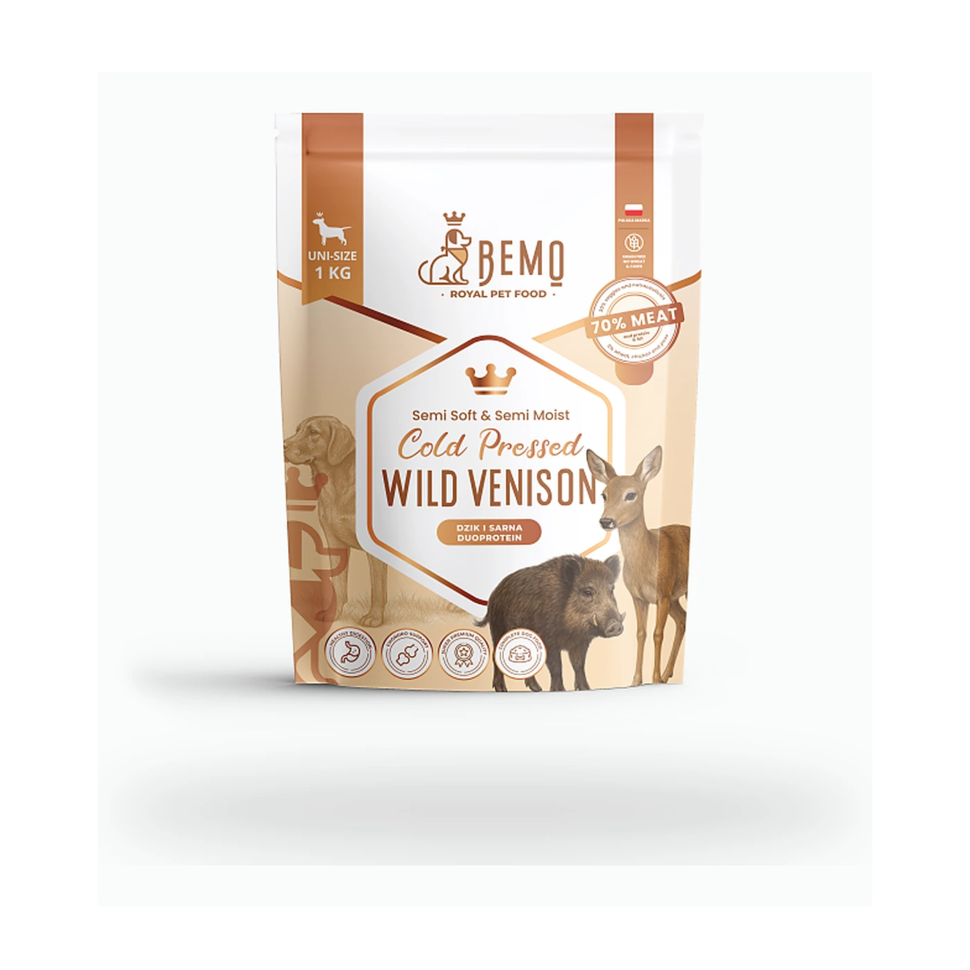 Bemo Cold Pressed Wild Venison; karma tłoczona na zimno dla psów z dziczyzną i sarniną 1kg