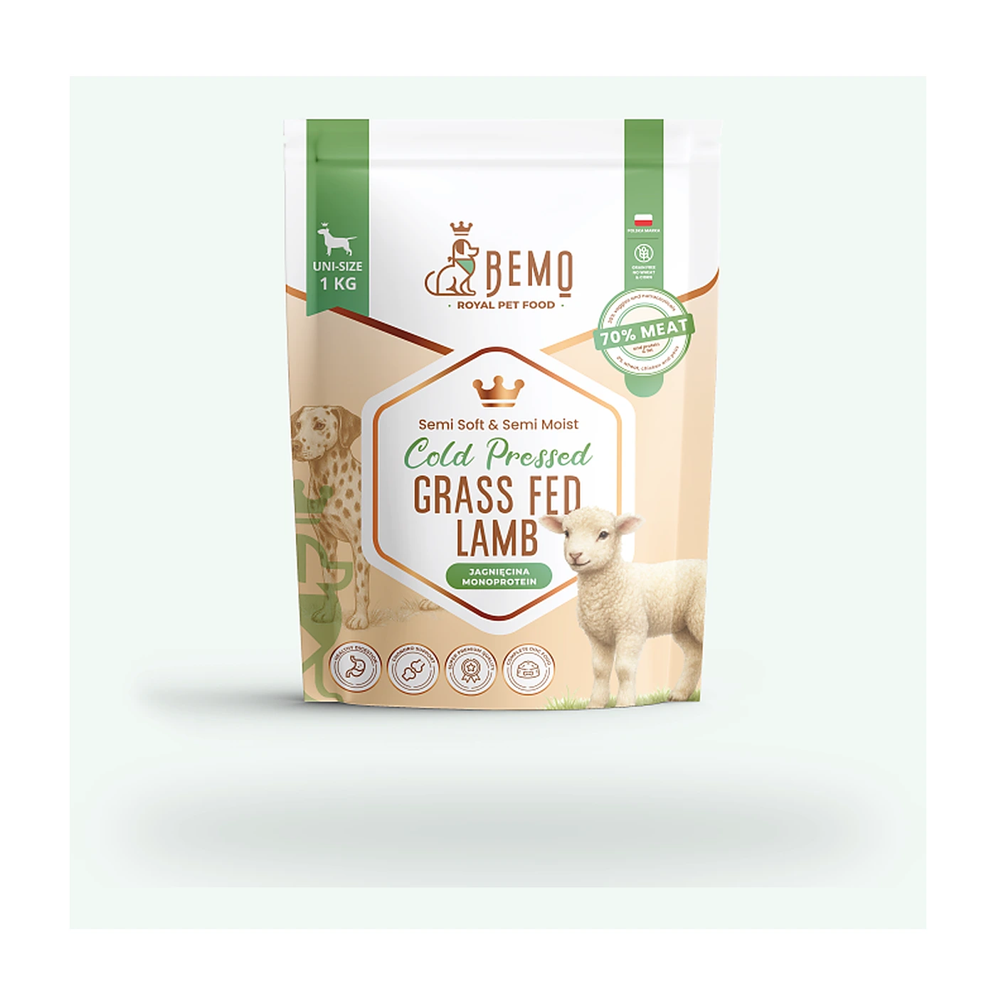 Bemo Cold Pressed Grass Fed Lamb; karma tłoczona na zimno dla psów z jagnięciną 1kg