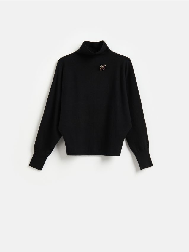 Reserved - Sweter z ozdobnym detalem - czarny