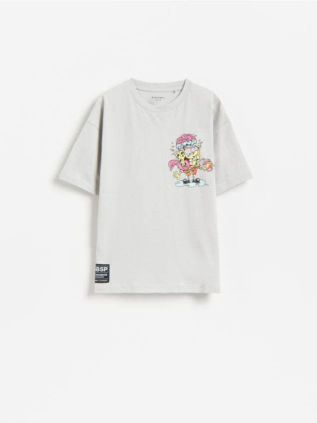 Reserved - T-shirt SpongeBob - jasnoszary
