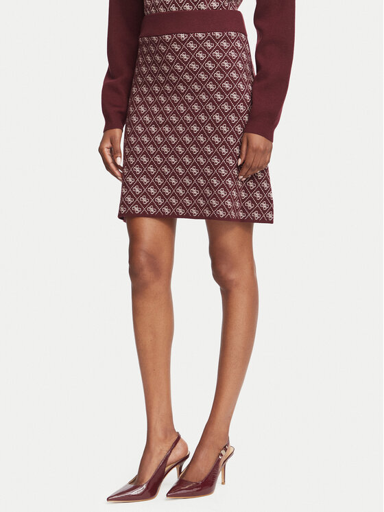 Guess Spódnica mini W5BD81 Z3JD2 Bordowy Slim Fit
