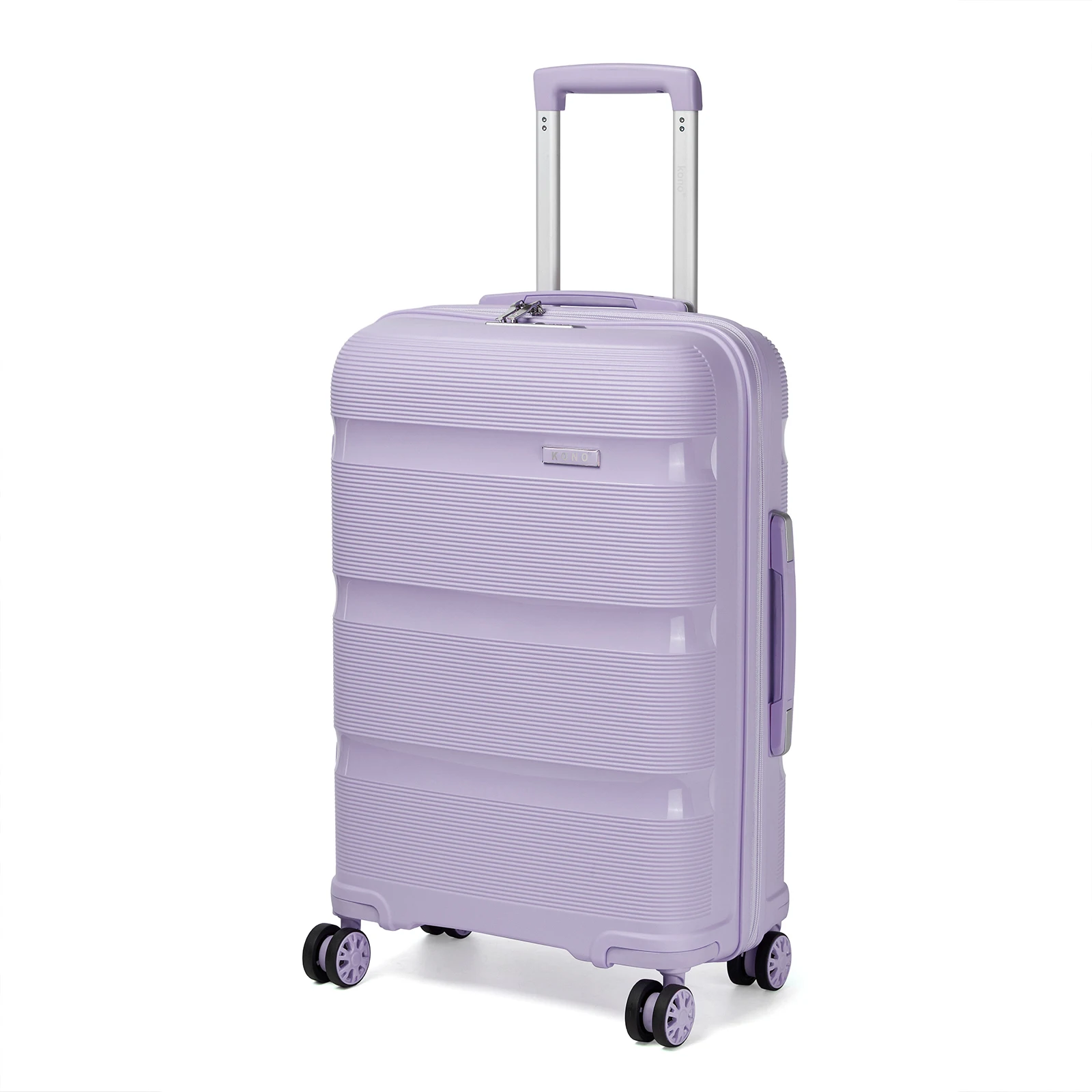 Walizka KONO Hardshell wykonana z polipropylenu, walizka podręczna na kółkach 55/65/75 cm z 4 obrotowymi kółkami 360°. ° Koła obrotowe i zamek szyfrowy TSA FIOLETOWY