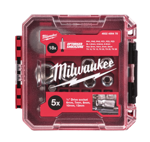 MILWAUKEE 4932499470 - Zestaw nasadek i bitów z grzechotką 1/4