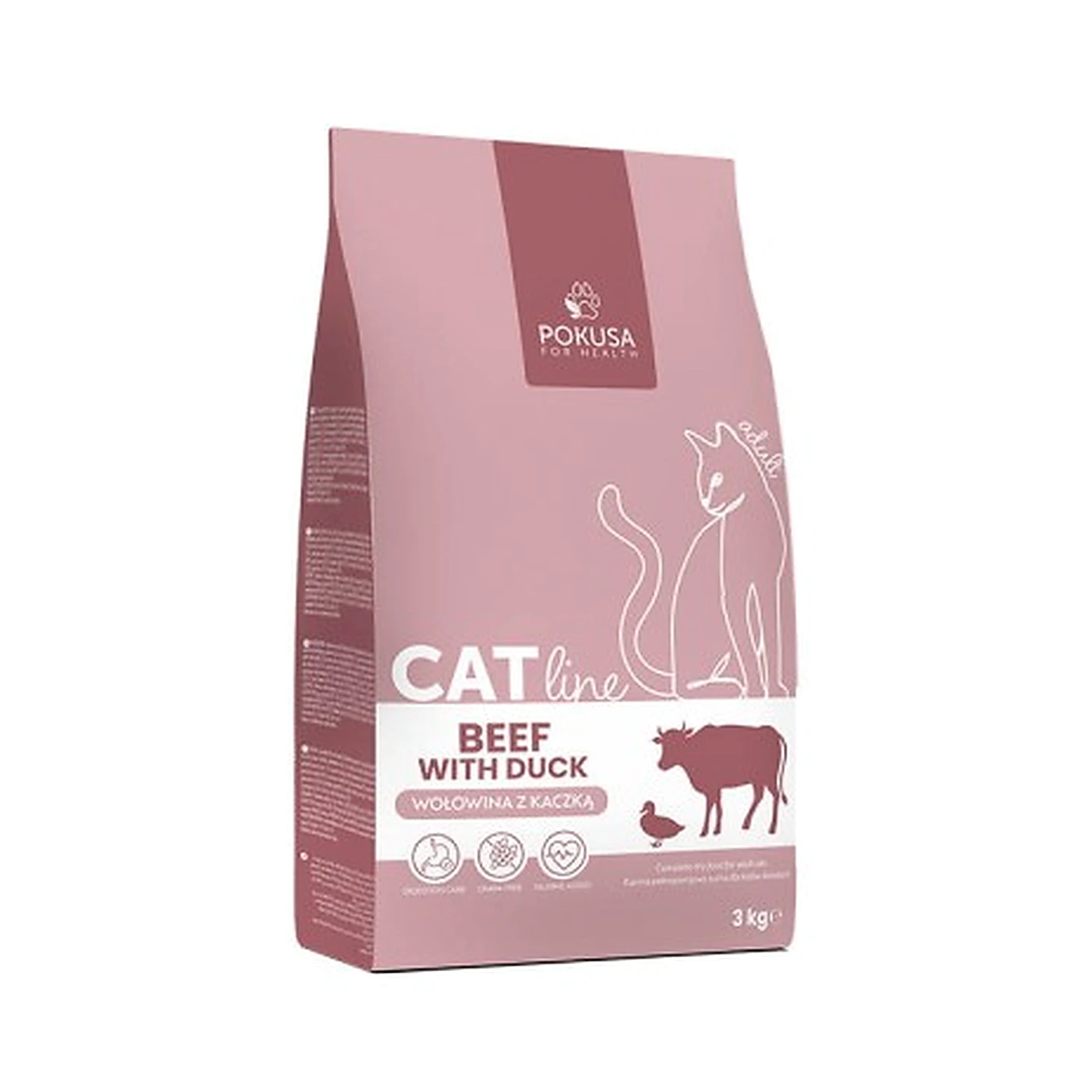 Pokusa Karma Sucha dla Kotów CatLine Wolowina z Kaczka 3 kg
