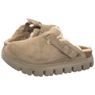 Klapki Boston Pap Chunky Shearling Taupe Suede Leather 1033028 (PP27-a) Papillio