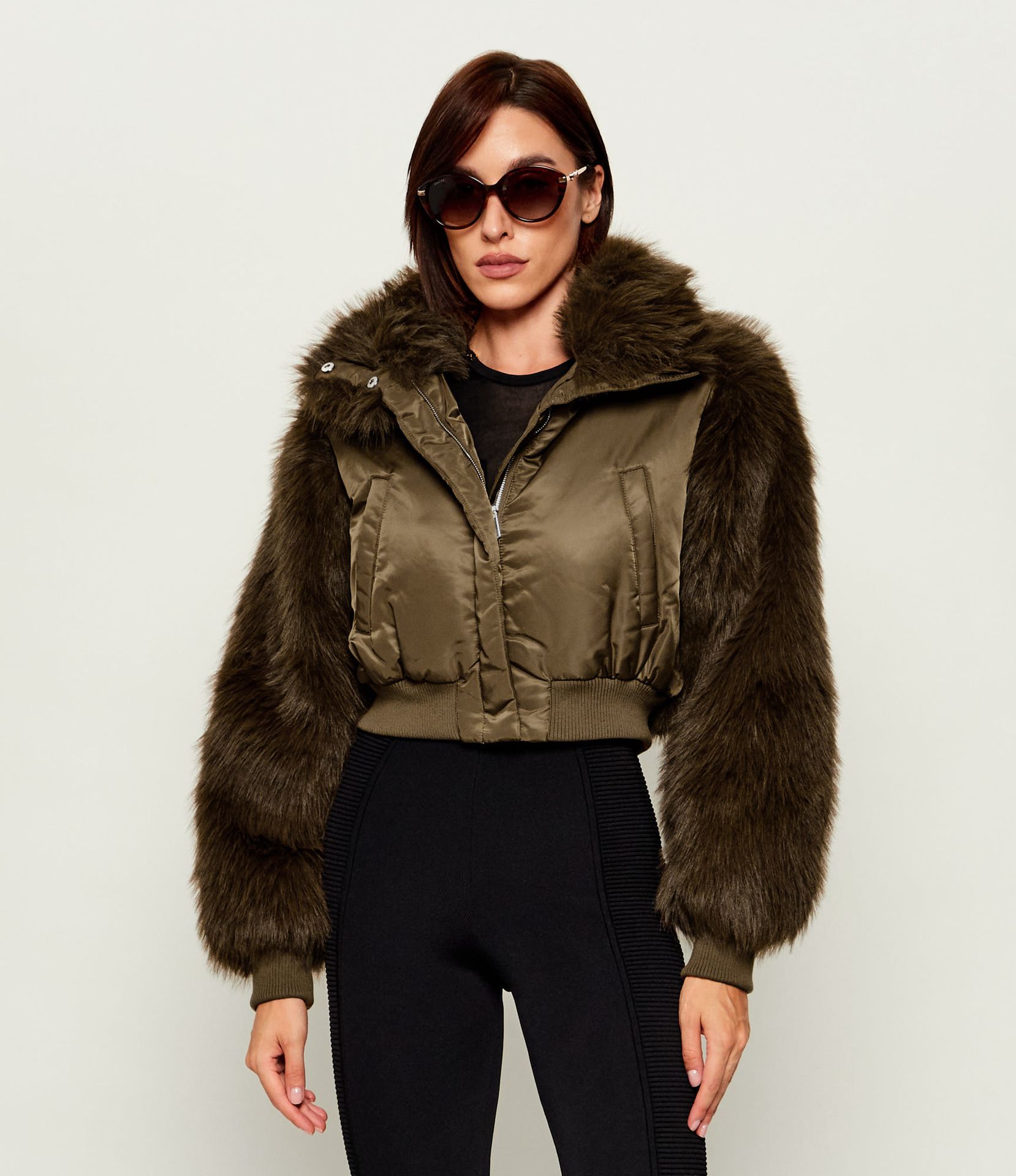 Pinko Kurtka Primitivo Cropped Fit shearling