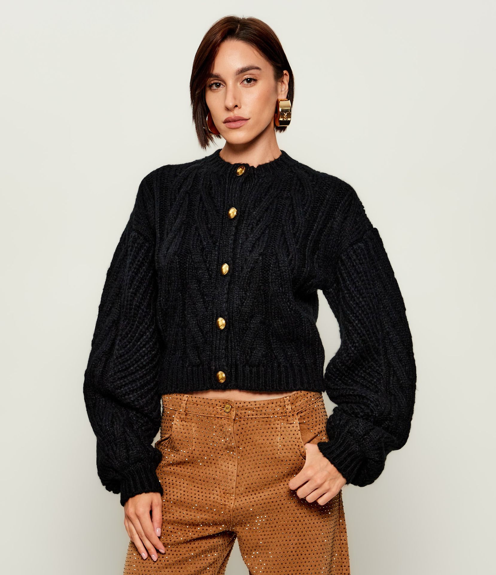 Elisabetta Franchi Kardigan Loose fit z dodatkiem wełny