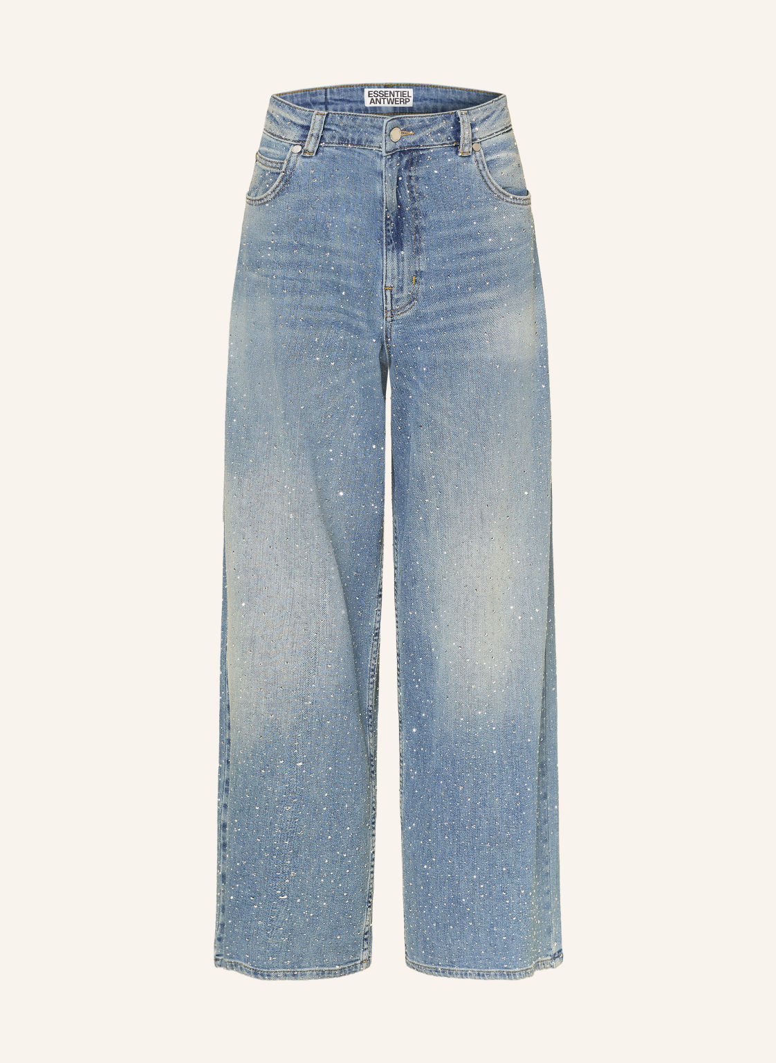 Essentiel Antwerp Jeansy Wide Leg Kactus Z Kamyczkami Ozdobnymi blau