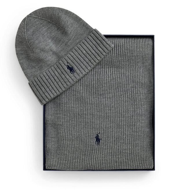 Zestaw szalik i czapka Polo Ralph Lauren 710951146004 Szary ciemny