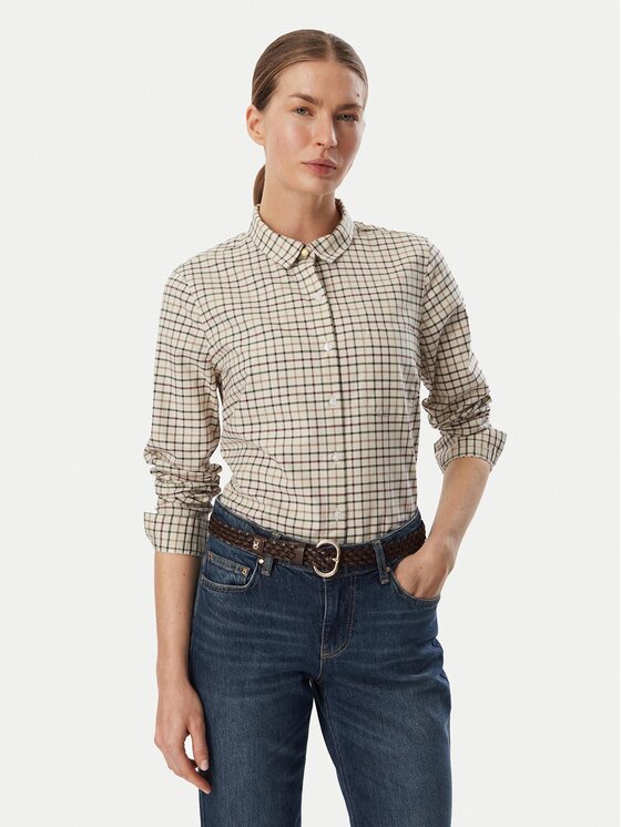 Barbour Koszula Woodside LSH1643CR52 Beżowy Slim Fit