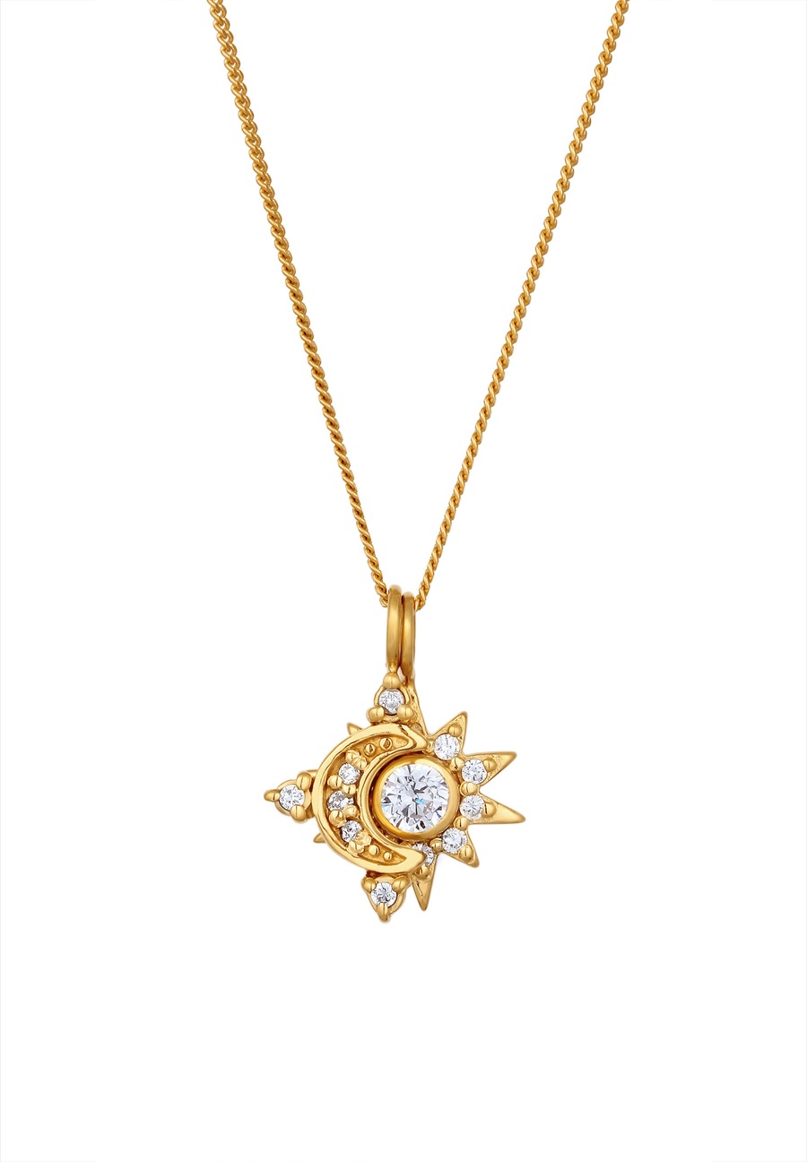 Elli Naszyjnik z Wisiorkiem Damski Cyrkonia Diamentowa Biała 925 Sterling Silver Pozłacany 45 cm Naszyjniki 1 ct