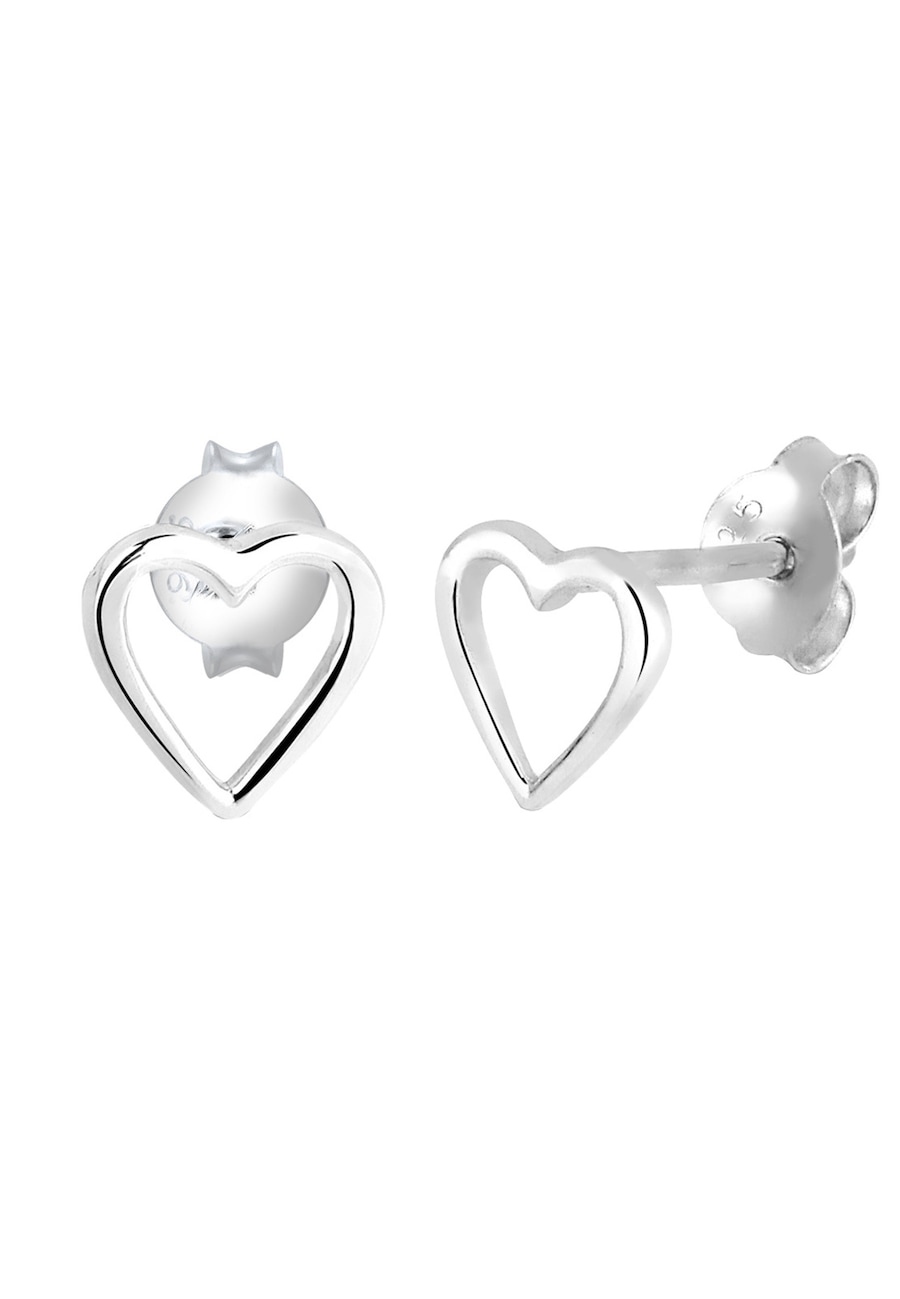Elli Damskie kolczyki sztyfty Serce Basic ze srebra próby 925 Sterling Silver Kolczyki 1 ct