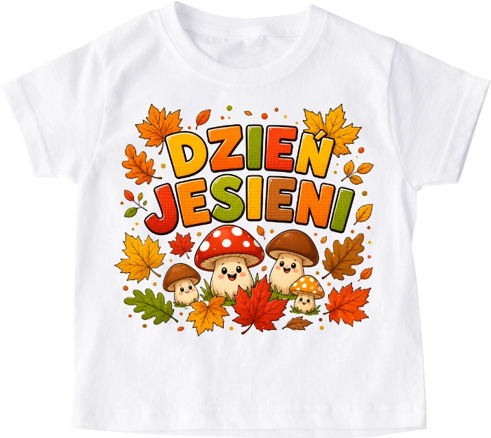 Koszulka na dzień jesieni do przedszkola (grzybki i liście)