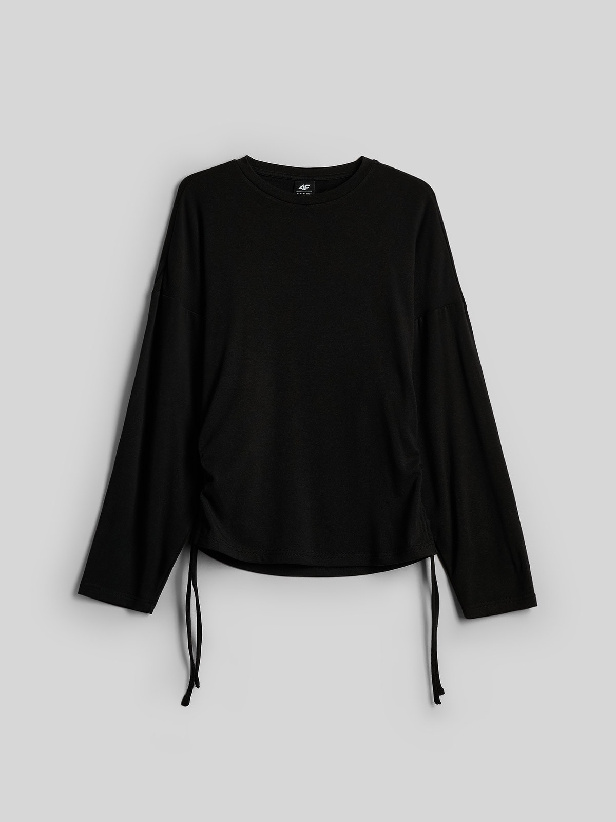 4F Longsleeve slim z marszczeniami damski - czarny XS