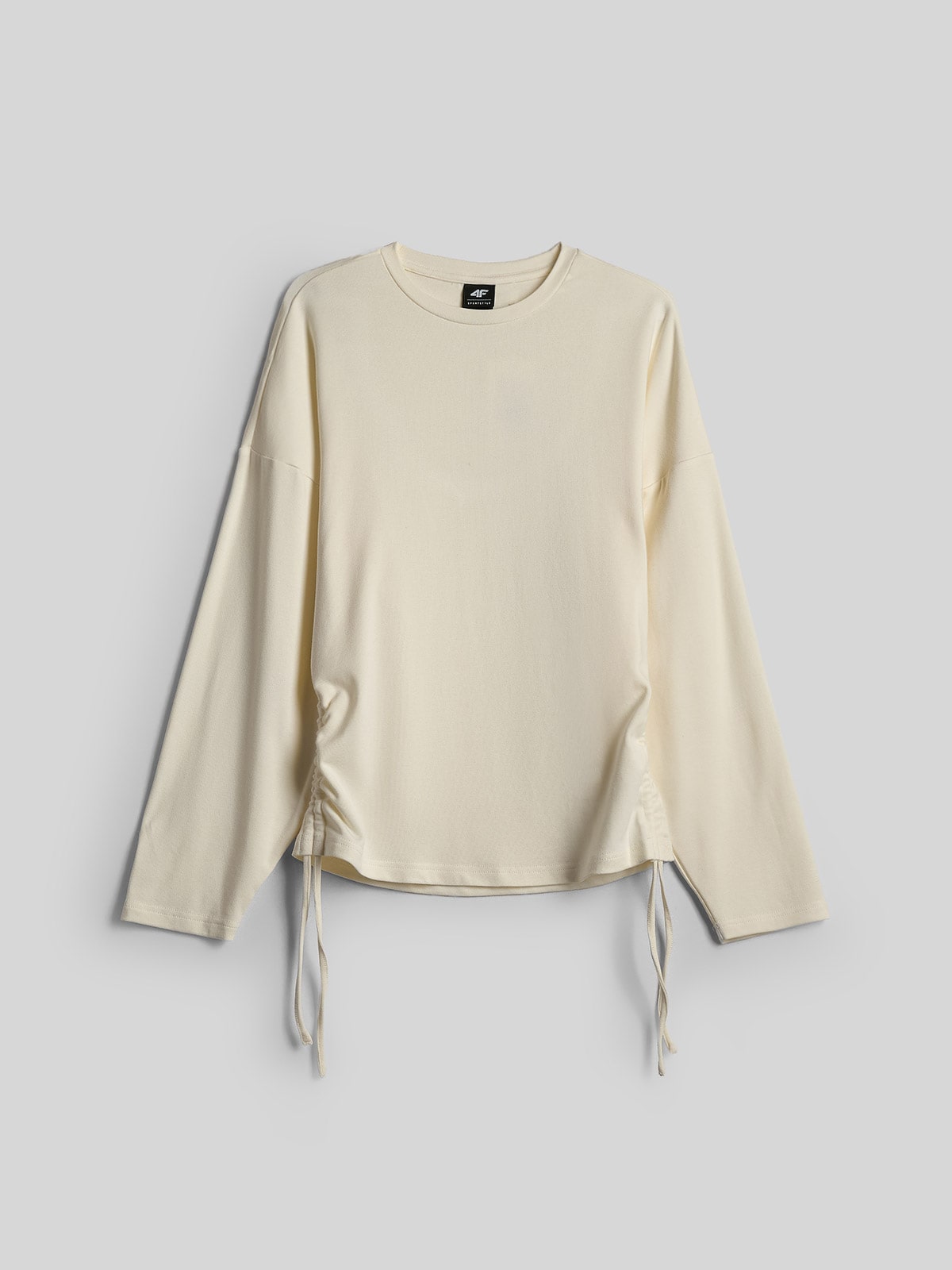 4F Longsleeve slim z marszczeniami damski - kremowy XS