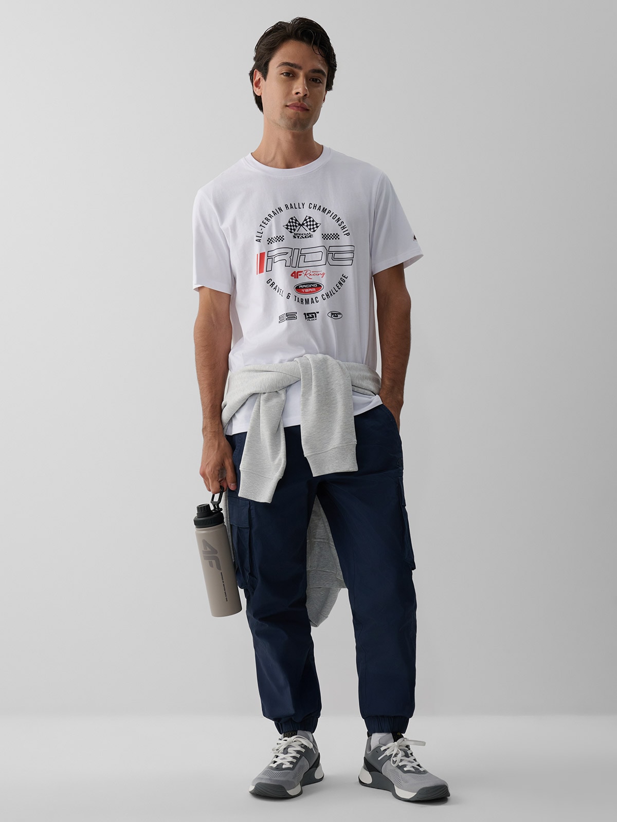 4F Spodnie casual cargo męskie - granatowe XXL