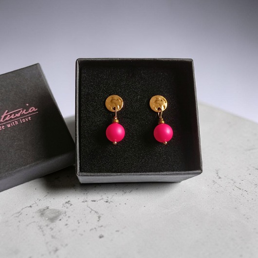 Swarovski neon pearls : neon pink : drobne sztyfty