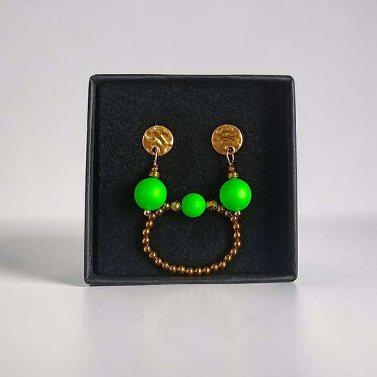 RAZEM TANIEJ! Swarovski neon pearls : neon green : kolczyki & pierścionek