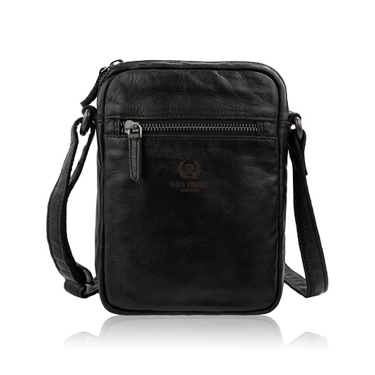 Saszetka męska skórzana czarna na ramię washed leather SL-03-CSBL