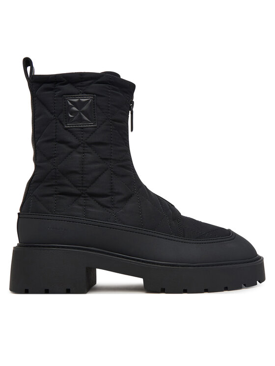 Calvin Klein Botki Chunky Zip Boot Mat Mix Aop Em HW0HW03205 Brązowy ciemny