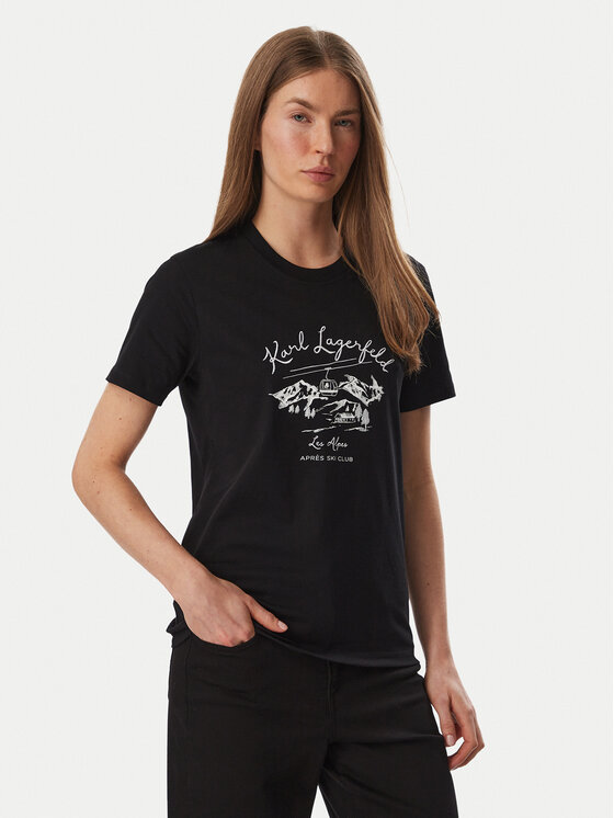 KARL LAGERFELD T-Shirt Apres B4W17039 Czarny Regular Fit