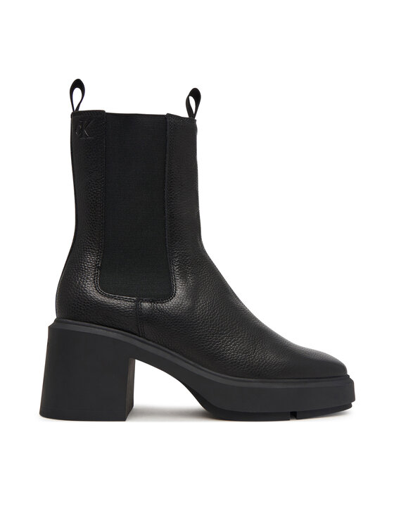 Calvin Klein Botki Block Heel Chelsea Boot Lth HW0HW03694 Czarny