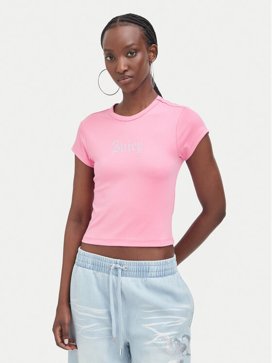 Juicy Couture T-Shirt JCWCT226326 Różowy Slim Fit