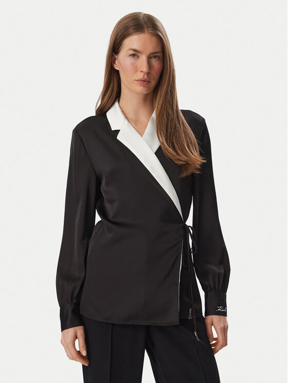 KARL LAGERFELD Bluzka B4W11016 Czarny Regular Fit