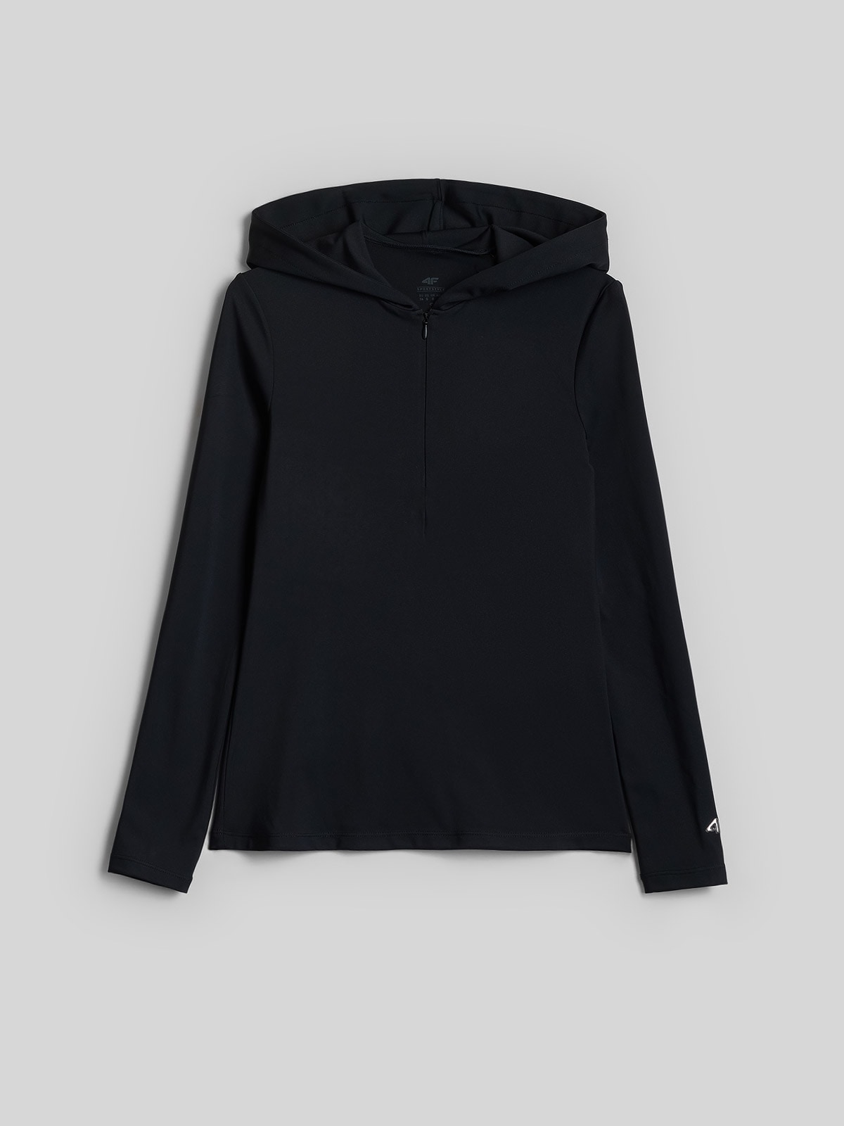 4F Longsleeve slim z kapturem damski - czarny XS