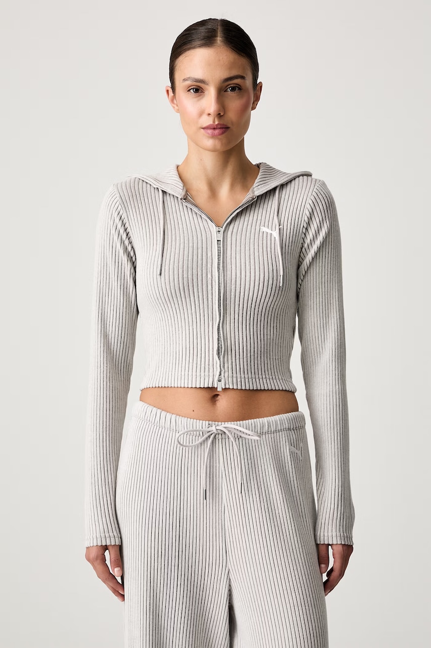 Puma Essentials Ribbed bluza rozpinana z kapturem damska