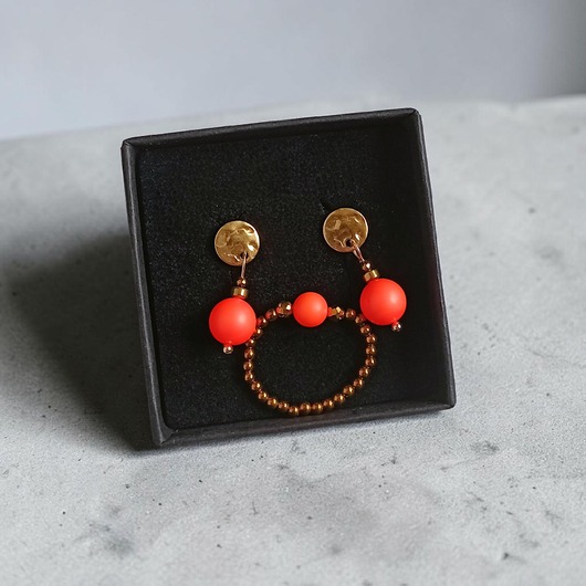 RAZEM TANIEJ! Swarovski neon pearls : neon orange : kolczyki & pierścionek