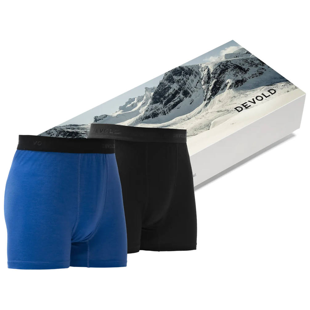 Męskie bokserki Devold Breeze Merino 150 Boxer Man 2Pk Rozmiar: L / Kolor: czarny/niebieski