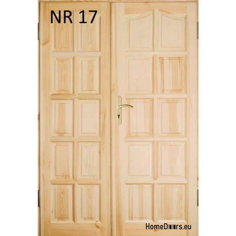 HOMEDOORS Drzwi sosnowe dwuskrzydłowe nr 17 z ościeżnicą Lewe