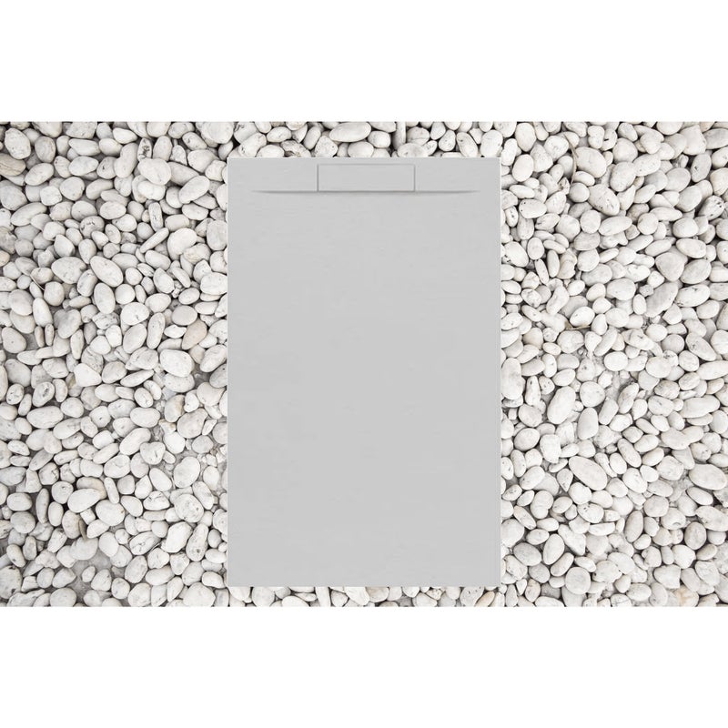 Brodzik 160x90 cm PEARL GREY Vulcano Line PLUS z żywicy i proszku marmurowego z boczną kratką z żywicy marmurowej - FRASCIO