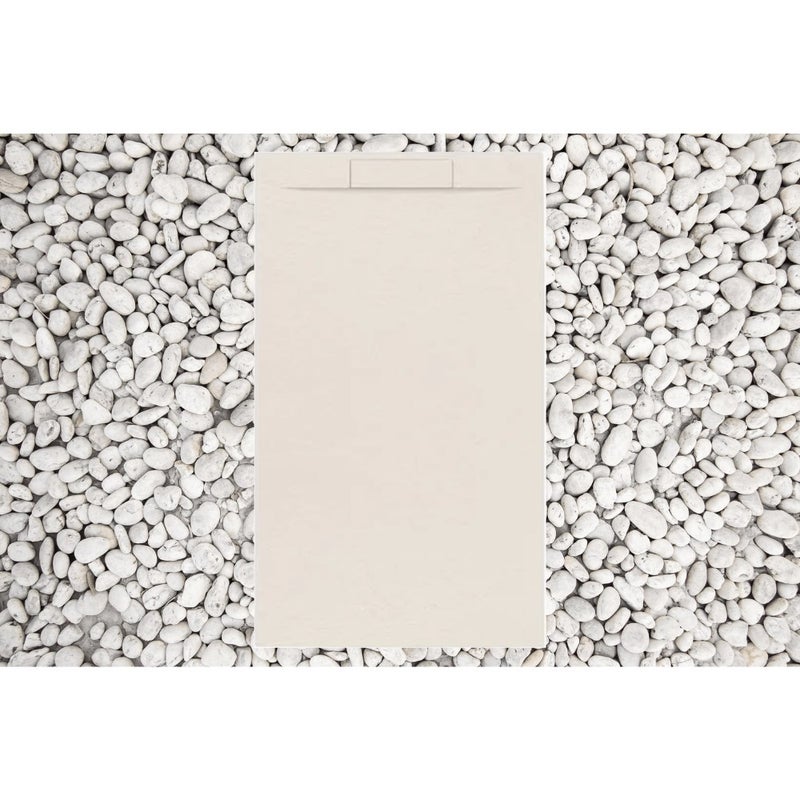Brodzik 195X90 cm BEŻOWY Vulcano Line PLUS z żywicy i proszku marmurowego z kratką boczną z MARMORESINA - FRASCIO