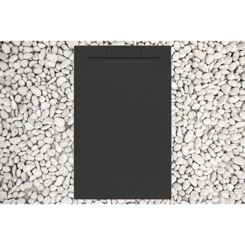 Brodzik Vulcano Line PLUS 200x90 cm w kolorze czarnym z żywicy i proszku marmurowego z boczną kratką z żywicy marmurowej - FRASCIO