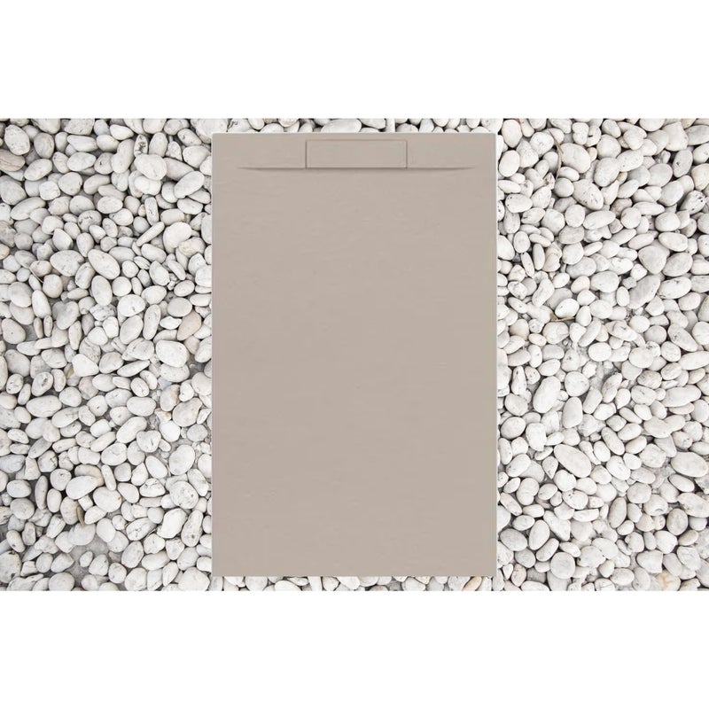 Brodzik 125X70 cm MOKA RAL 1019 Vulcano Line PLUS z żywicy i proszku marmurowego z kratką boczną z żywicy marmurowej - FRASCIO