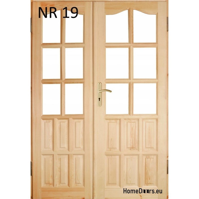 HOMEDOORS Drzwi sosnowe dwuskrzydłowe nr 19 z ościeżnicą Lewe