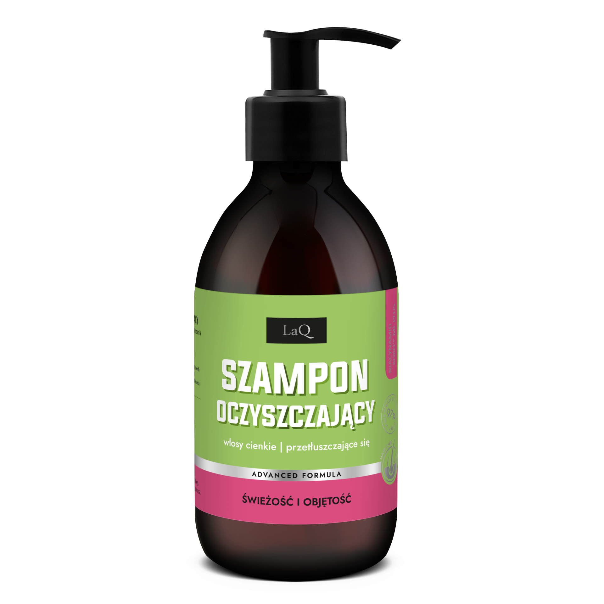 LaQ Oczyszczający Szampon do Włosów Cienkich i Przetłuszczających się Kiwi i Winogrona 300ml