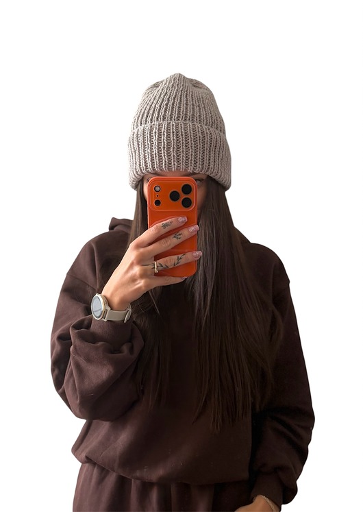 Beżowa czapka 100% merino