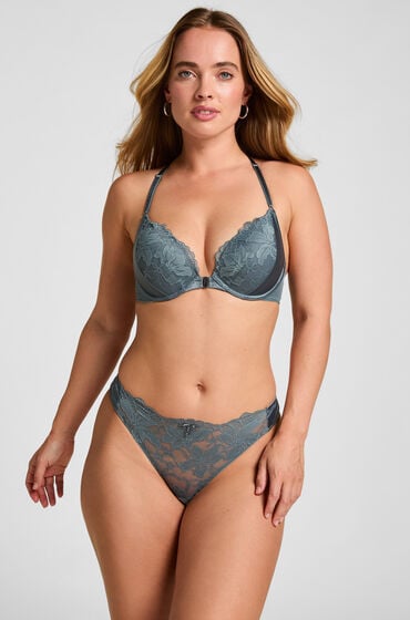 Hunkemöller Stringi z Wysokim Wycięciem Viktoria Niebieski